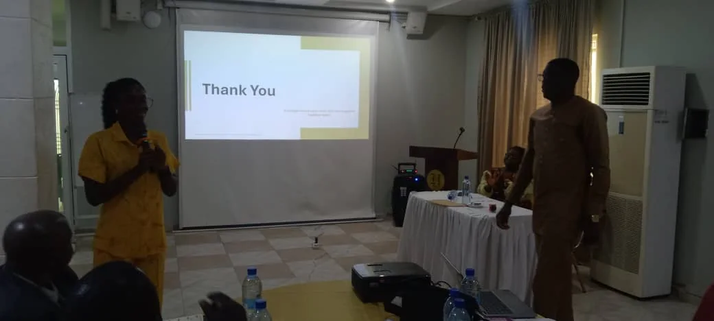 Facilitators concluding a presentation at the public-private dialogue